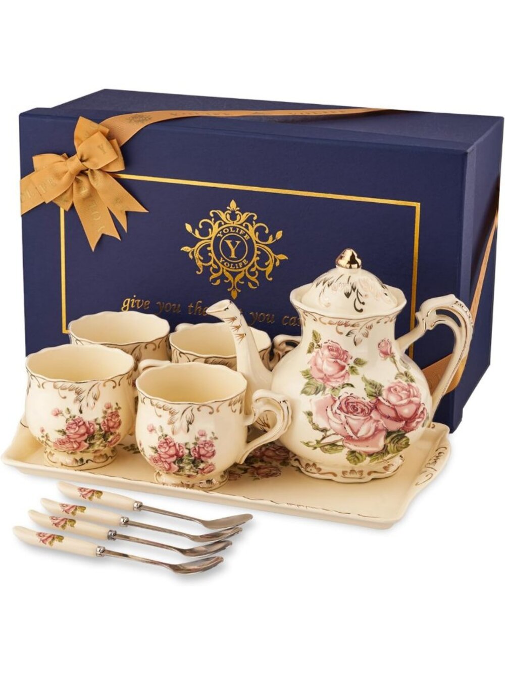 Elegant Vintage Pink Rose Porcelain Tea Set - Perfect for Tea Parties & Gifts